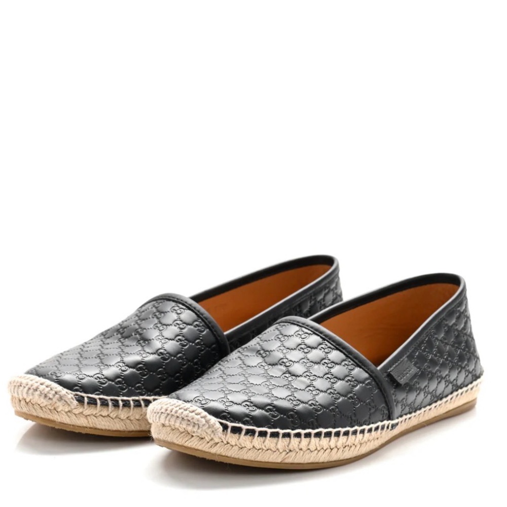 Gucci Black Monogrammed Espadrille Loafers for Women